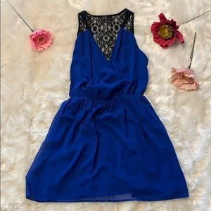 Fable Royal Blue and Black Lace Detail Dress